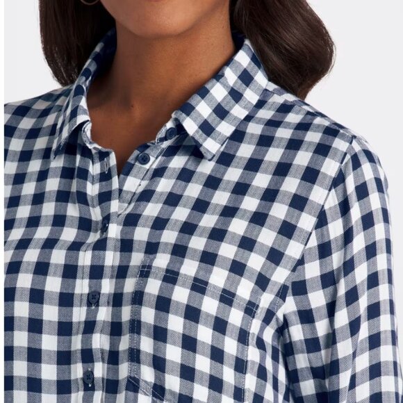 Cosmic Blue Love Kylie Classic Half Button Down Blouse - Picture 3 of 3